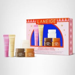 LANEIGE Skincare Mini Set with Pink, White, and Brown Packaging